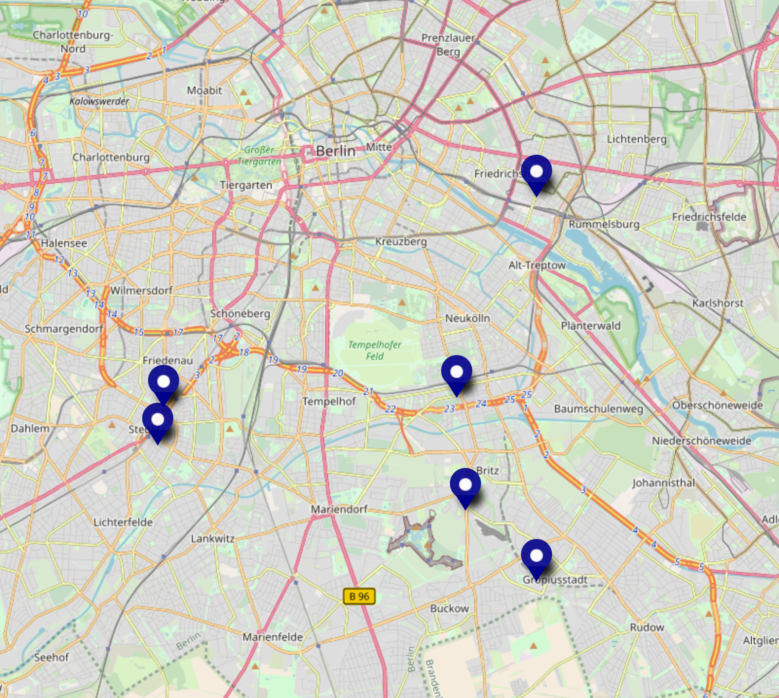 Karte der Tendoryu Aikido Dojo in Berlin